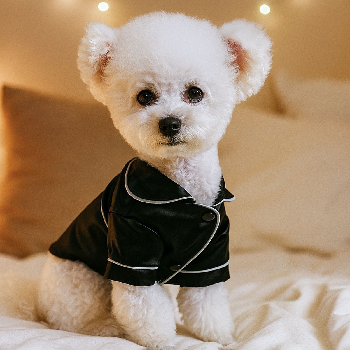 Luxury Dog Pajamas Satin Sleepwear with Piping Trim